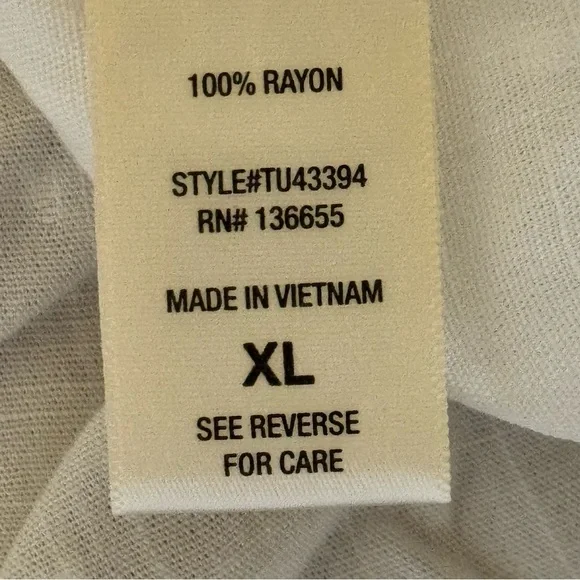 Beacon White Short Sleeve V-Notch Tunic Top XL - Picture 3 of 4